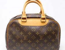 Sold at Auction: Louis Vuitton, LOUIS VUITTON, GALET BEIGE FLOCKED MONOGRAM  VELVET AND VEAU CACHEMIRE LEATHER W PM TOTE BAG, TAUPE